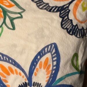 Floral King Sham with Blue and Orange Accents